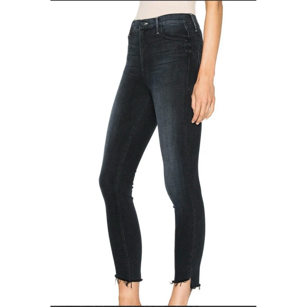 MOTHER The Stunner Step Ankle Fray Jeans Sz 24 Black Color All I Want Designer